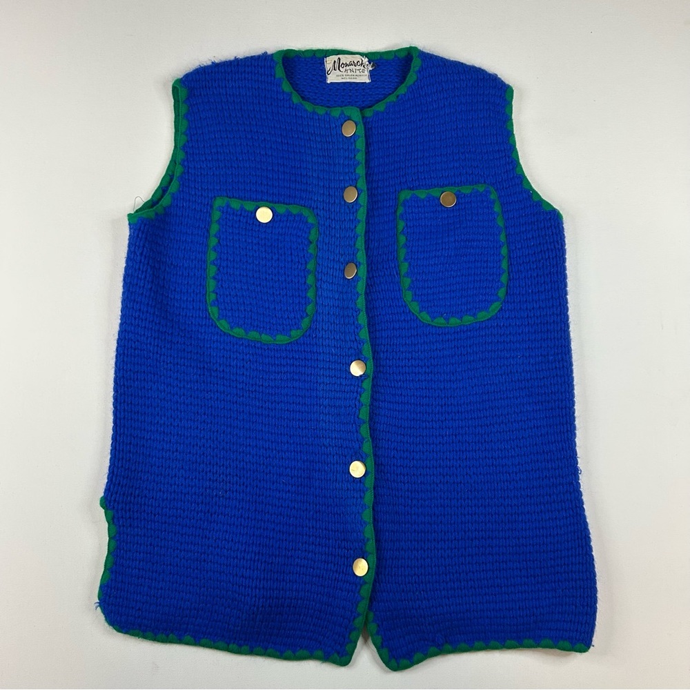 VINTAGE 70s WOMENS Large CROCHET KNIT VEST COLORFUL BOHO HIPPIE GRANNYCORE EUC